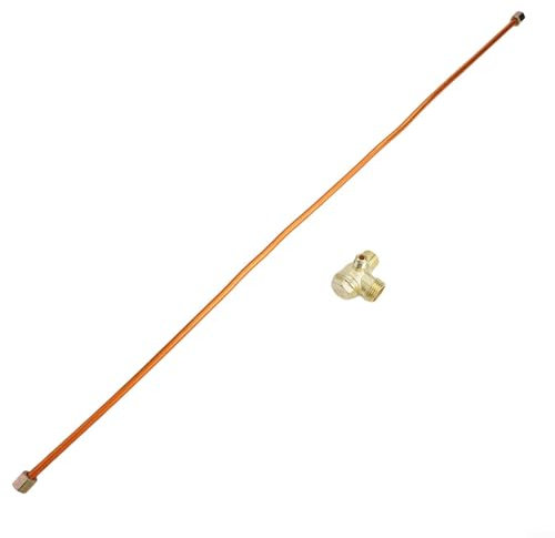 2 4 600 mm Tube d'échappement en cuivre avec clapet anti-retour à 3 ports pour compresseur d'air et raccords de pompe à piston (600 mm)