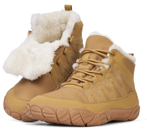 RUYI Winter Barfußschuhe Damen Herren Barfussschuhe Warm Gefüttert Winterschuhe Wasserabweisend Traillaufschuhe Bequem Winterstiefel mit Breite Zehenbox