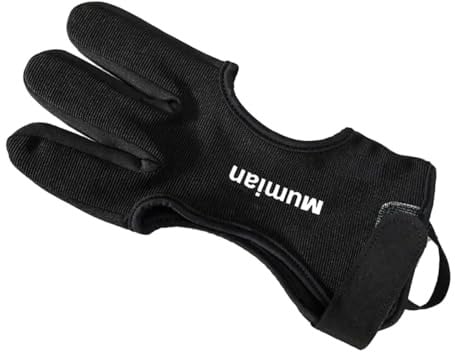 DXEHSEUY Bogenschießen-Handschuh, PU-Leder, Drei-Finger-Handschuh für Herren, Damen, Erwachsene, Anfänger, Größe S, Schwarz