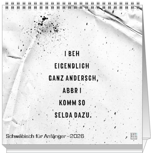 artboxONE Mini-Tischkalender 2026 Schwäbisch für Anfänger Kalender Typografie