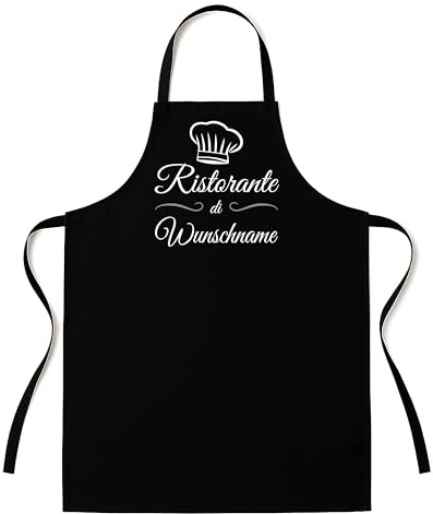 Personalisierte Grillschürze für Männer – Lustiger Spruch: Ristorante di Wunschname – Hochwertige Kochschürze BBQ Master Schürze Schwarz – Geschenkidee für Grill-Fans, Geburtstag, Vatertag