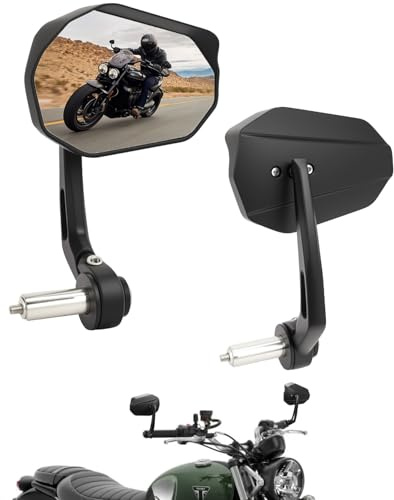 SUPAREE Motorrad Spiegel Lenkerenden Lenkerendenspiegel e geprüft Motorrad motorrad spiegel mit e nummer mit Regenschutz Sonnenblende kompatibal für Scooter Roller ATV(2 Stücke)