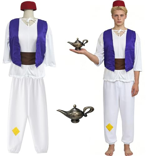 MINGJAY Arabischer Prinz Kostüm,Kostüm Herren,Arabischer Prinz Weste,Faschingskostüme,Erwachsenenkostüm,Herren-Kostüm für Arabische Prinzen,für Karneval,Fasching,Mottoparty,Halloween