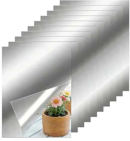 10 Stück Flexibel Recht Spiegelfolie Selbstklebend 10 * 15cm | Spiegel zum Kleben mit Selbstklebender Rückseite, Klebespiegel kein Glas für Glatte Oberflächen Badezimmer Schlafzimmer