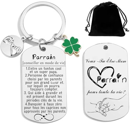 XWXWXW Cadeau Veux tu etre mon parrain Porte Clé Parrain Cadeau Parrain Demande Personnalisé Anniversaire cadeaux bapteme