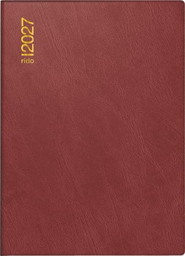 rido/idé 7018242297 Taschenkalender Mod. Technik III 2027 A6, Kunststoff, bordeaux