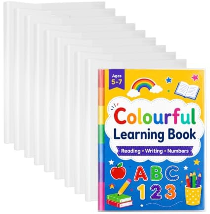 Buchumschläge Schulbücher 19x26cm, 10 Stück Buchumschlag Transparent | Verstellbare Bucheinschlagfolie Wasserdicht Kunststoff Buchschoner für Home Office & Schule