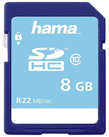 Hama Carte mémoire Photo (SDHC pour photo / Classe 10, 8 GB- 22 MB/s) Bleu