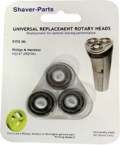 Shaver-Parts Têtes de Rasoir pour Philips HQ167, Set de 3 pièces, Double couronne de feuilles, Rechargeable, Homme, Moderne