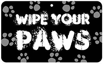 Fun Sign - Wipe Your Paws - 20cm x 12cm laminated card