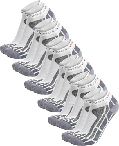 NORDCAP Allround-Sportsocken kurz in Weiß, 6er Pack Sneaker-Socken, atmungsaktive Füßlinge, unisex Wandersocken, Gr. 35 – 38, Menge: 6 Stück