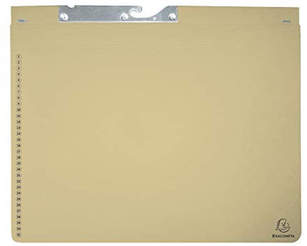 Exacompta 353122B 25er Pack Pendelhefter Exaflex aus extra starkem Recycling Karton, mit einer dehnbaren Tasche am Rückendeckel ideal für Büro, Kanzlei und Anwälte Blauer Engel chamois