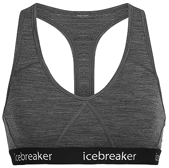 Icebreaker Merino Sprite Racerback Bra Damen - Unterwäsche aus Merinowolle, Bügelfreier BH, Komfortabler Bralette - Gritstone Heather, XL