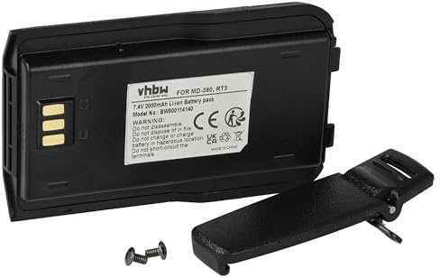 vhbw batteria compatibile con TYT/Tytera MD-446, MD-380 radio (2000mAh, 7,4V, Li-Ion)