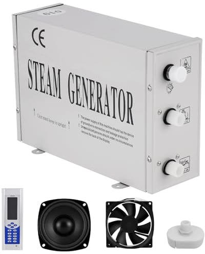 3KW Generador de Vapor Sauna Ducha Baño Turco Dentro de 4m³ con Controlador Digital Temperatura Ajustable de 20 a 60℃ y Apagado automático de 60 min para Hogar Gimnasio Hotel 220V
