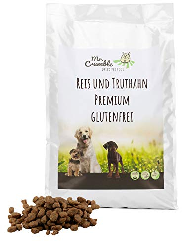 Mr. Crumble Dried Pet Food Hundefutter trocken glutenfrei mit Reis und Truthahn, hochverdaulich für adulte Hunde 15kg