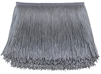 Yalulu 10 Meter Länge 15cm Breite Quaste Seidig Fransen Geschnitten Fransenborte Kostüm Quaste trimmen Garment Apparel Spitzenborte Nähzubehör (Silber)