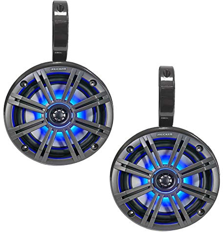 Galaxy Bullet - Set mit Lautsprechergehäuse (einzeln) und Lautsprecher mit LED-Licht von Kicker - für Boot- & Wakeboard-Tower - Dunkelgrau