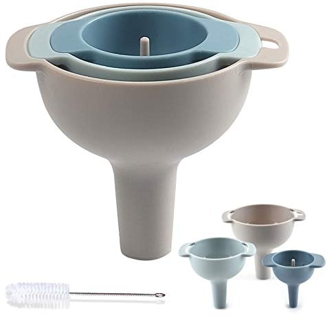 Uponer Trichter Küche 4 in1 Multifunktional Trichter Set 3-TLG Trichter mit Griff und herausnehmbarer Siebeinsatz Kunststoff Einfülltrichter 60/80/100mm spülmaschinengeeignet