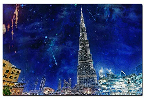 VAE Der Dubai-Brunnen Burj Khalifa Dubai Puzzle 1000 Teile Holzpuzzle Erwachsene Spielgrafik Reise Souvenir Holz