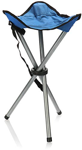 com-four® Dreibein-Klapphocker, Campinghocker mit praktischem Trageriemen, Campingstuhl klappbar, ideal für Urlaub, Strand, Angeln und Festival (blau)