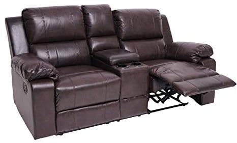 Mendler 2er Kinosessel HWC-H29, Relaxsessel Fernsehsessel Zweisitzer, Getränkehalter Soft Touch Kunstleder MVG - braun