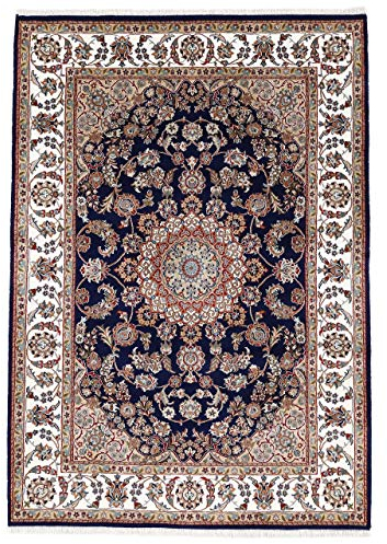 carpetfine Nain Teppich Blau 200x300 cm | Handgeknüpfter Teppich für Wohn- und Schlafzimmer
