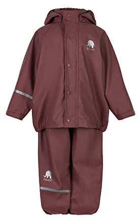 Celavi Basic PU Rain Set Giacca Impermeabile, Marrone Rosa, 110 Unisex-Bambini