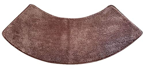 GXFXLP Badematte Runddusche, Medium Mikrofaser Duschmatte Halbrund, Duschmatte Viertelkreis rutschfeste Hochflor Gebogen Duschmatte, Waschbarer Badematte für Eckdusche,Braun