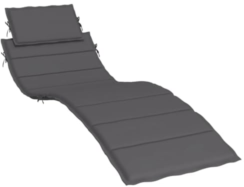 vidaXL Coussin de Chaise Longue Coussin de Transat de Patio Coussin de Bain de Soleil de Jardin Extérieur Terrasse Anthracite 186x58x4 cm