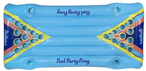 Poolcandy Inflatable Pool Party Pong; an Easy Set up Pool, Lake or Beach Pong Game. Perfect for Your Next BBQ, Pool or Beach Party.