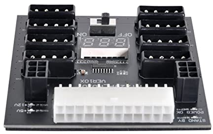 Cablecc ATX PSU Server Power Board 24Pin auf IDE 8X 4Pin + 2X 6Pin Netzteilplatine für CHIA ETH BTC Mining Miner