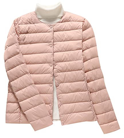 Piumino Leggero Donna Puffer Jacket Donna Piumini Leggeri Donna Giacca Piumino Cappotto Giubbino Giacche Piumino Giubbotto Primaverile Donna Taglie Forti Down Jacket Giubbotti Piumini Donna Rosa M