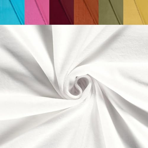 Nicki Stoff Meterware - Samtstoff stretchig - weicher Fleece - Nicky Velour - Nikistoff - Velourstoff - kuschelig weich *Ab 50cm, Farbe: 050 weiß