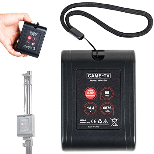CAME-TV Mini 99V Mount Akku 99Wh 6875mAh 15A Draw Wiederaufladbar V-Mount mit 2 D-TAP und 1 USB für Blackmagic BMPCC 4k/6K Pro/Sony FX6/Red Komodo/Canon C70/Z cam E2 V-Mount unt-Batterien