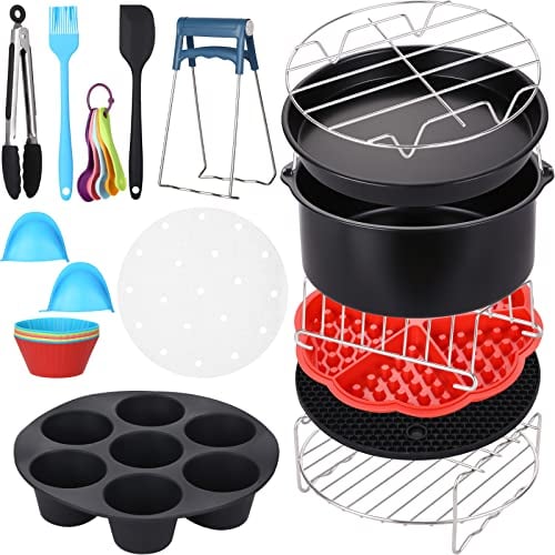 8 Inch airfryer zubehör,16-teiliges Set mit 200 Blatt Backpapier für Heißluftfritteusen mit 5,2–5,8 QT