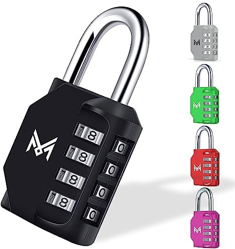 MERCURYAL Candado Combinacion - Candado Taquilla - Candados Seguridad 4 Dígitos - 1/2 UDS en Color Negro - Candado Maleta, Gimnasio, Cajones, Gym (1 Unidad, Negro)