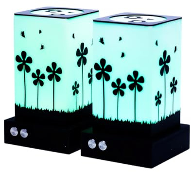 ZOCI VOCI Telepathie Freundschafts lampen – Langstrecken Wifi Touch Lampen – Blumenmuster | Einzigartige handgefertigte Geschenke 200+ Farben (2ERSET)