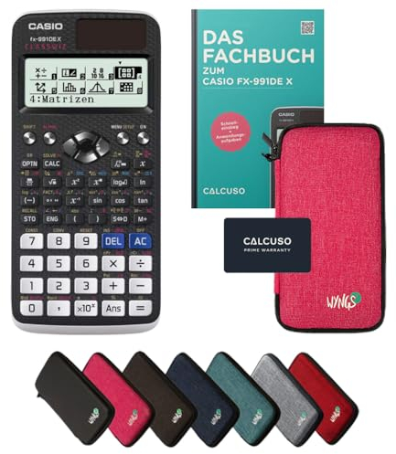Casio fx-991DE X inkl. Schutztasche Pink & Fachbuch (128 Seiten, DIN A5) – Wissenschaftlicher Rechner – Smart Set