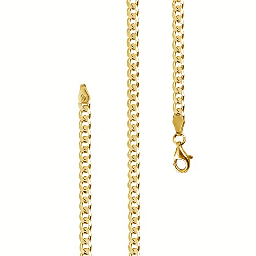 Lijoh Herren Panzerkette vergoldet 925 Sterling Silber (4,2 mm) Goldkette Ketten Längen 45 cm LJ1042-545