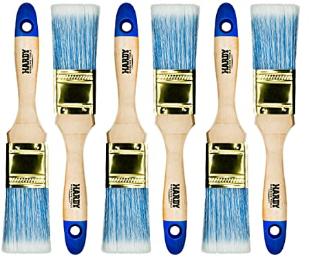 Hardy Flachpinsel Serie 42 zum Malen mit Acrylfarben und Lacken Effizient und gleichmäßig deckend Synthetikborsten und Holzstiel 6er Set Breite 35mm