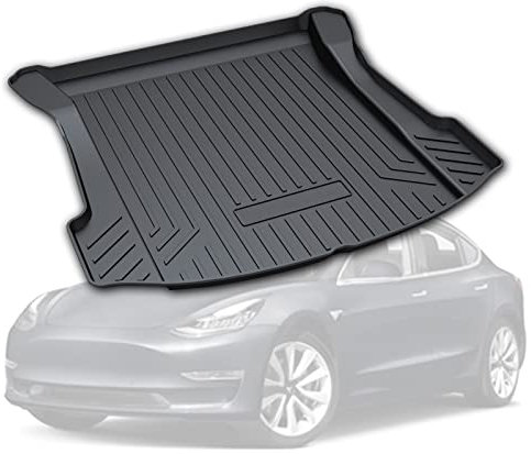 PSLER Boot Liner Tray for Tesla Model 3 2017 2018 2019 2020 2021 2022 2023 2024, Cargo Liner Custom Rear Trunk Mats Rubber 3D Cargo Mats Floor Liners All Weather Waterproof Snowproof