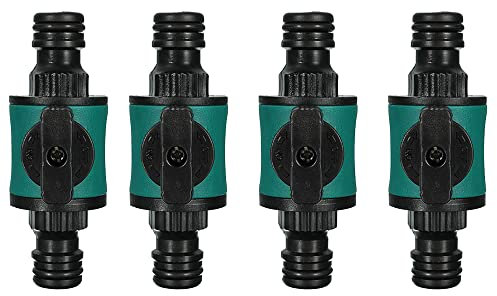 TopHomer Lot de 4 raccords rapides pour tuyau d'arrosage - Double adaptateur mâle à libération rapide avec valve d'arrêt en ligne pour l'irrigation du jardin agricole