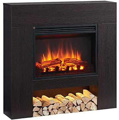 FLAMME 37 Beadell Electric Fireplace Suite Espresso Oak Colour Includes 2000w Heater with Glass Fronted Flame Effect, Remote Control