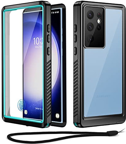 Beeasy Cover Samsung Galaxy S23 Ultra Impermeabile, Robusta Custodia Antiurto con Protezione per Lo Schermo, Protezione Completa Fronte e Retro Compatibile con S23 Ultra 6.8, Blu