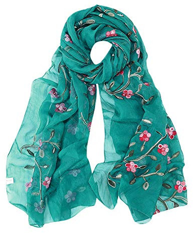 Modaworld Seidenschal Damen Warm Weich Seidentuch Herbst Winter Retro Gedruckt Schal Farbige Streifen Blumenmuster Lange Halstücher Sonnenschut Stola Ganzjährig