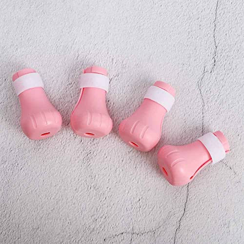 Vctitil Cat Shoes, 4Pcs Adjustable Silicone Cat Boots, Anti-Scratch Cat Paw Protector, Foot Covers for Home Bathing, Cat Claw Protection, Pink