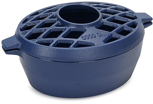 GOOD GAIN Wood Stove Steamer Pot Cast Iron,Fireplace Humidifier,2.5Qt,Blue
