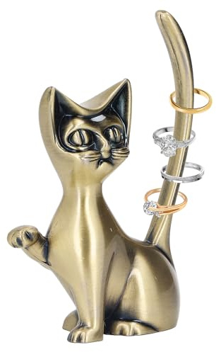 Hapivida Katzen Ringhalter Metall Katzen Schmuckständer Ringschale Schmuckhalter Ablagefläche für Ringe und Schmuck, für Geschenk, Heimdekoration (1 Stück)