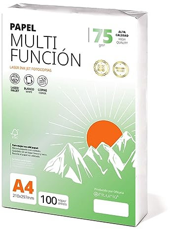 Ofituria Kopierpapier, DIN A4, 75 g/m2, 100 Blatt, Mehrzweckpapier für Laser- und Tintenstrahldrucker, Kopierer, Bürobedarf, Schulbedarf, Packung zu 100 Blatt, 75 g
